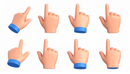 Obraz premium Hands set plastic 3d hands pointer set of vector elements 