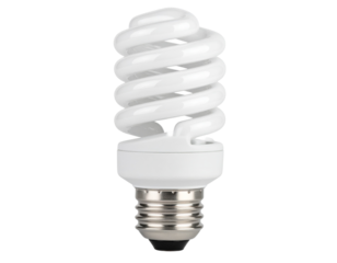  Spiral Energy Saving CFL Light Bulb Isolated on White Background PNG