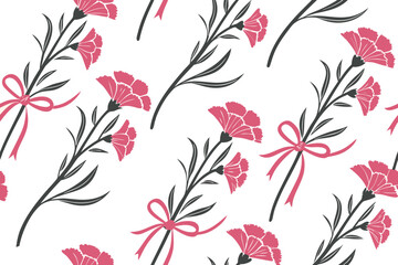 Seamless vintage floral pattern with ornate leaves and swirling spring elements