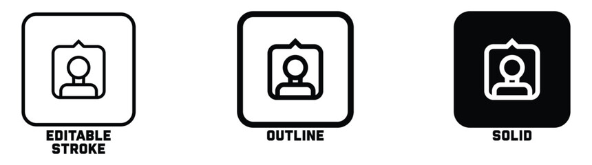 Tag people, friends, user icons. person icon inside a speech bubble. for social media, user profiles, and photo tagging interfaces. editable stroke, outline, and solid icons. Vector illustration.