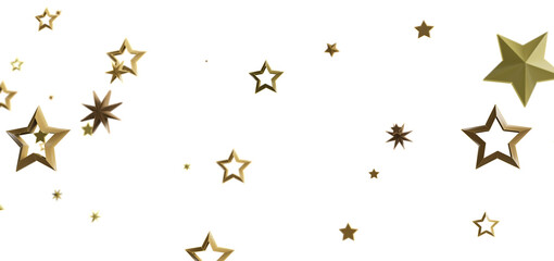 Beautiful image of gold stars on a white background, perfect for festive designs.