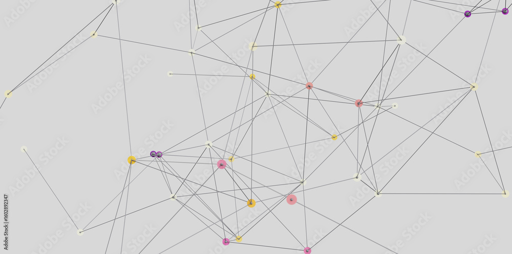 Poster stock photo of abstract network connection with nodes and lines. ideal for technology, communication
