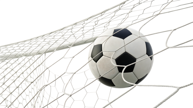 soccer ball in goal net