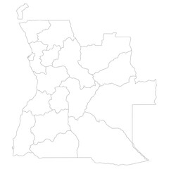 Obraz premium Angola map regions. Map of Angola regions in white color