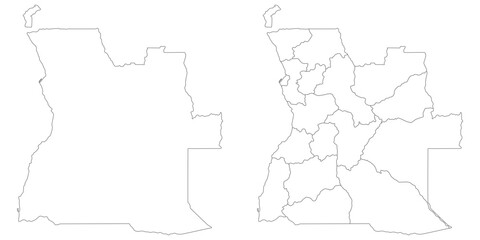 Angola map set. Map of Angola in set with white color