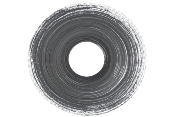 Circular Dry Brush Stroke with Faded Edges in Charcoal Gray, Transparent Background