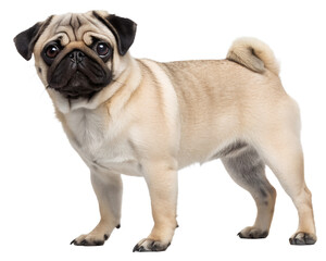 fawn pug on transparent background