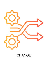 Gradient Style Detailed Change Management Process Connection Configuration Icon Illustration