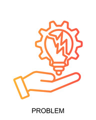 Gradient Style Broken Lightbulb with Gear on Hand Creative Problem Concept