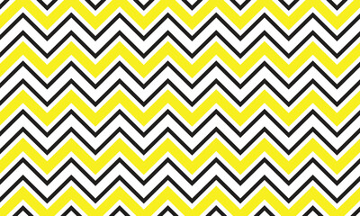Abstract yellow and black colour horizontal zig zag line pattern with white background.