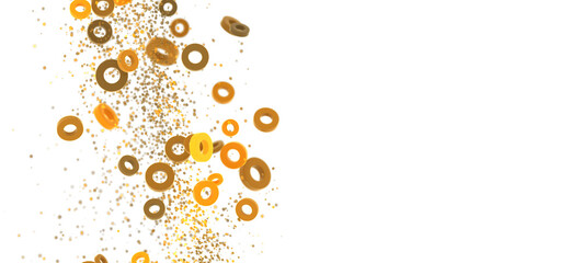 Abstract background with golden rings and glitter. Perfect for celebratory designs.
