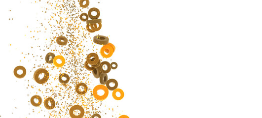 Abstract background with golden rings and glitter. Perfect for festive designs and celebrations.