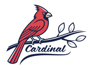 Obraz premium Vibrant Red Cardinal Perched on a Branch, Perfect for Nature Lovers