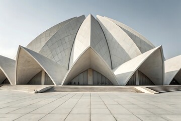 Fototapeta premium Geometric concrete structure with petal like design architecture