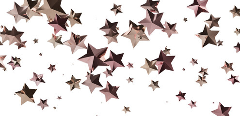 Beautiful rose gold stars falling on a white background. Perfect for festive designs.