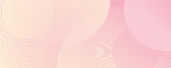 Minimalist banner background, pastel colorful, pink and yellow gradations. Circle effect style geometric, abstract background.