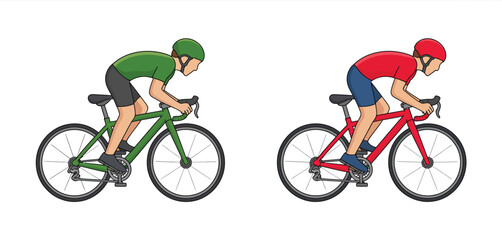 Fototapeta premium Two cyclists in racing gear on bicycles