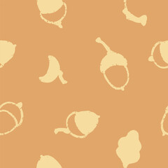 Cute seamless vector acorns pattern in a simple style. Delicate autumn vector print. For printing on fabric, textile, paper.