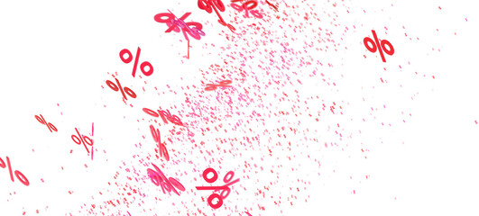 Red percentage signs falling on white background. Ideal for sale banners, promotions, and discounts.