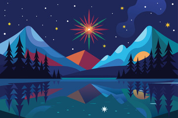 Fototapeta premium vector illustration of a winter landscape