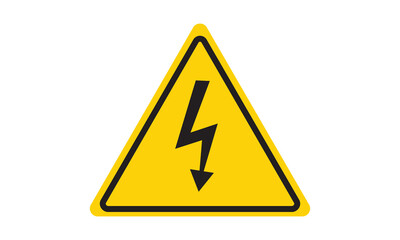 High Voltage Warning Sign with Downward Lightning Arrow
