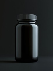 Fototapeta premium A simple, empty glass bottle with a dark tint and a closed cap. Perfect for storing skincare products or as an elegant vase.