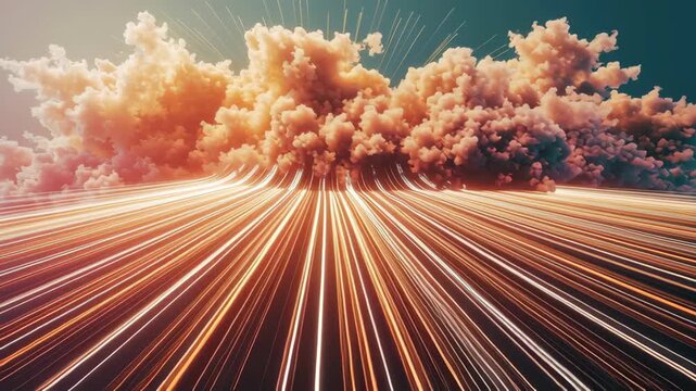 Dynamic Cloud Formation with Vibrant Light Trails and Streaks Creates Futuristic and Energetic Atmosphere in Sky