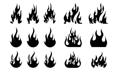 Retro flame silhouette, classic black fire design in old school tattoo style. Minimalist neo-tribal blaze isolated on white background. Stylish vector graphic heat symbol, fire icon, warm burn