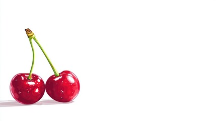 Two red cherries on white background (1) © banimakrufah