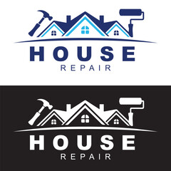 House Renovation Logo Design &ndash; Roofing, Painting & Home Repair Icon Vector