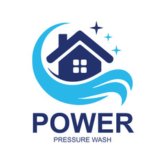 Power Pressure Wash Logo – House Cleaning Water Wave Vector Icon