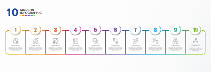 Infographic design with icons and 10 options or steps. 