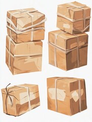 Fototapeta premium Set of wrapped boxes in different sizes and arrangements.
