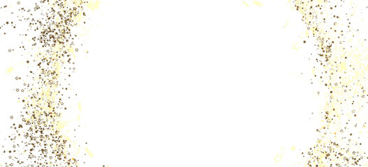 Elegant gold glitter stars border on white. Perfect for invitations, cards, and festive designs.