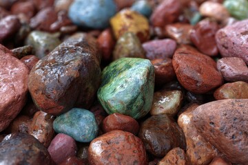 Close-up view of colorful pebbles.