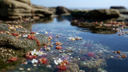Coastal shallow water with flowers