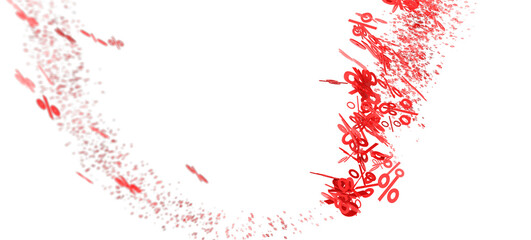 Abstract background with red percentage symbols swirling. Ideal for sale, discount, and promotion concepts.