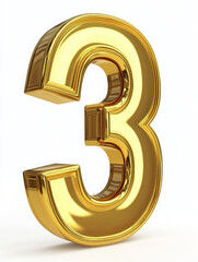 Elegant Metallic Number Three – Luxury Gold Digit