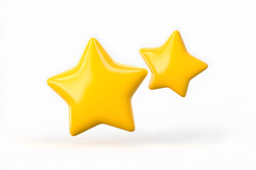 Obraz premium Playful 3D yellow stars in cartoon style on a clean white background. Perfect for kid’s branding, app icons, rating visuals, or playful graphics.