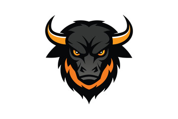 Naklejka premium Angry Buffalo Head with Glowing Eyes Vector Logo Design Illustration