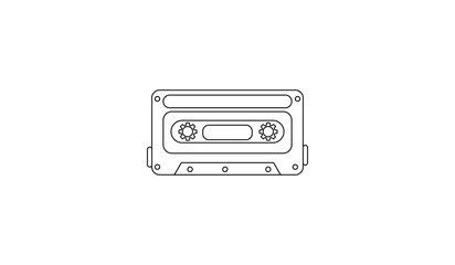 cassette tape icon featuring gears, symbolizing vintage audio equipment or mechanisms. Ideal for retro music themes, media storage, or audio devices in digital designs.