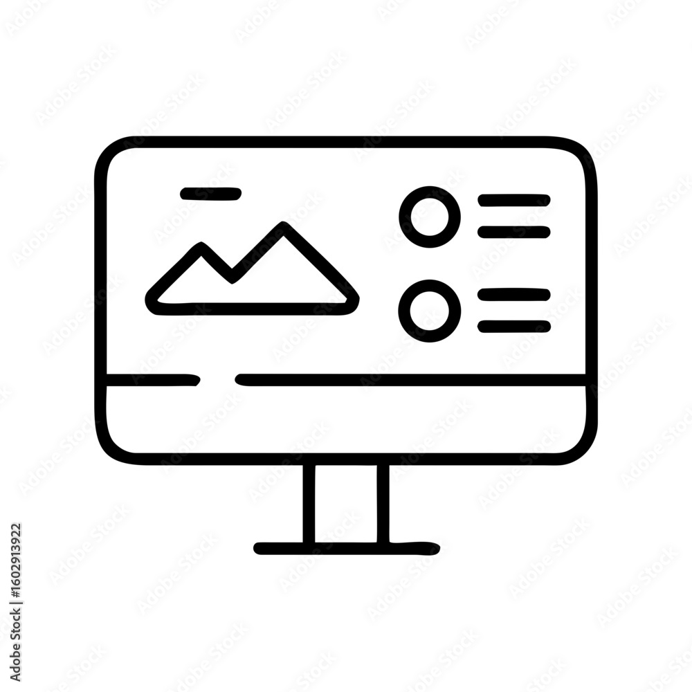 Fototapete computer monitor displaying digital graphics and user interface elements