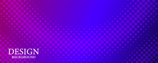 Abstract gradient dotted vector long banner template. Business minimal colorful background with halftone circle frame for web header