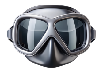 Vintage scuba diving mask with large lenses isolated on transparent background