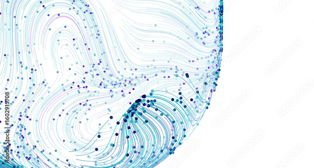 Poster abstract background with flowing lines and data points. perfect for technology, ai, and network conc