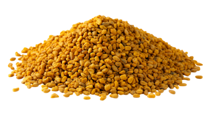 Heap of Fenugreek Seeds Isolated on Transparent Field