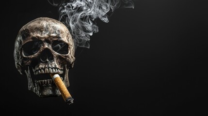 Burning Cigarette Morphing into Skull-Shaped Smoke