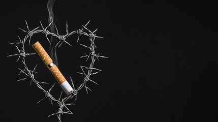 Cigarette Transforming into Barbed Wire Enveloping Heart
