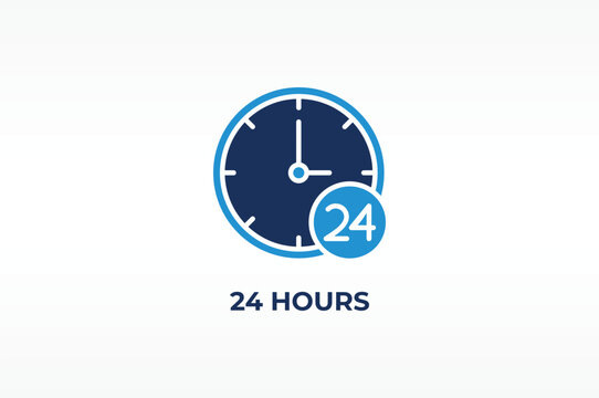 24 HOURS vector, icon or logo sign isolated symbol illustration