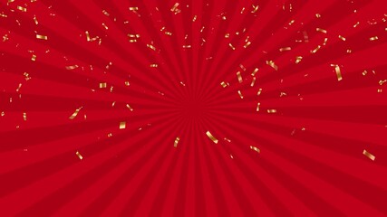 sale red sun burst and golden confetti rain animation, black friday big sale shopping motion design element